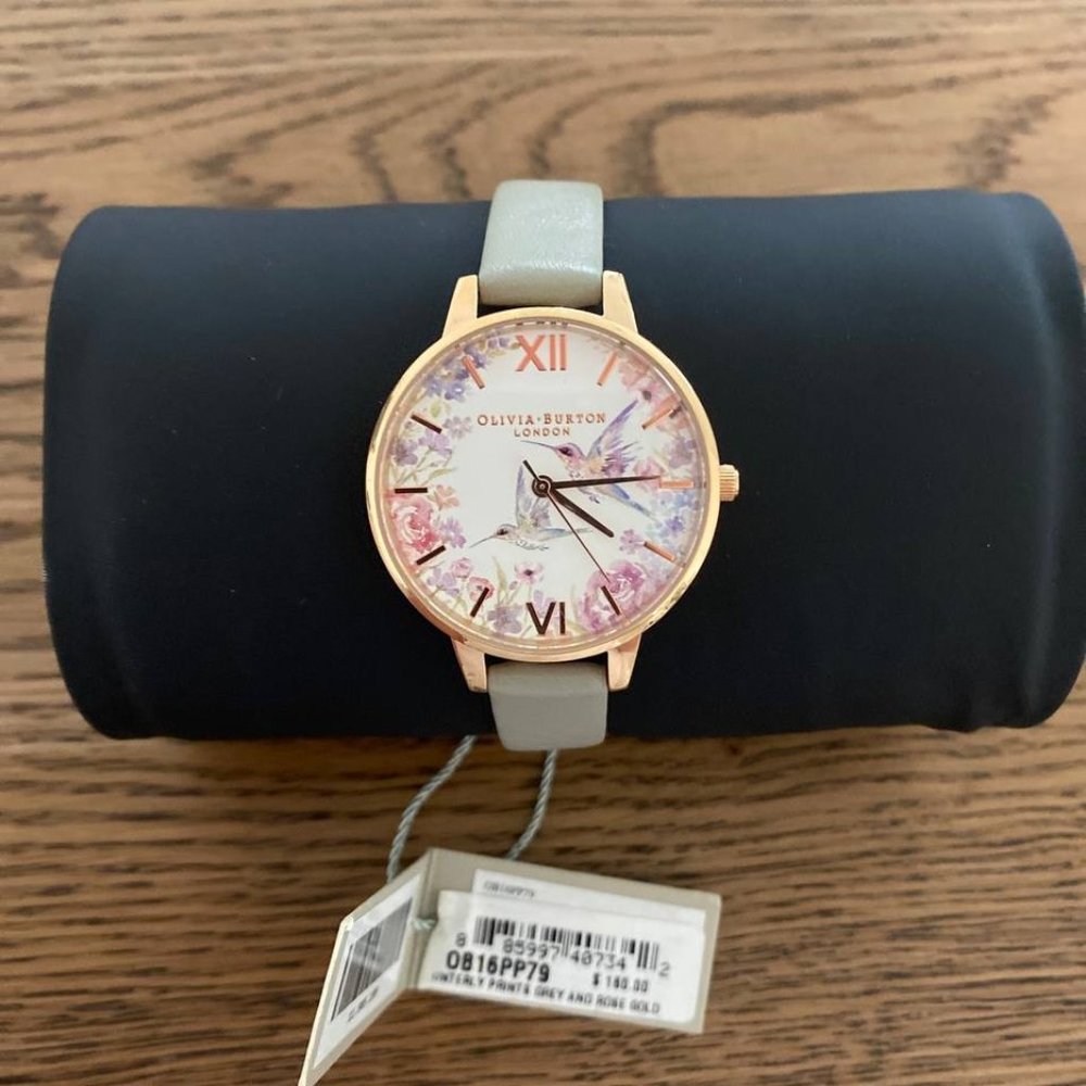 OLIVIA BURTON PAINTERLY PRINTS WATCH WITH 38MM WHITE FLORAL FACE & FLYING BIRDS